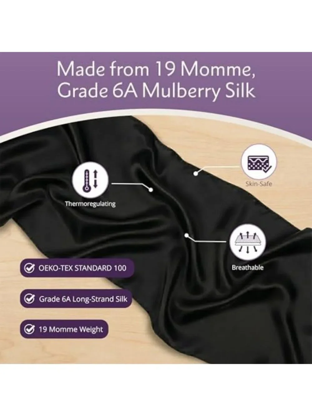 Luxurious 100% Mulberry Silk Large Head Scarf Bandana - 19 Momme, 36